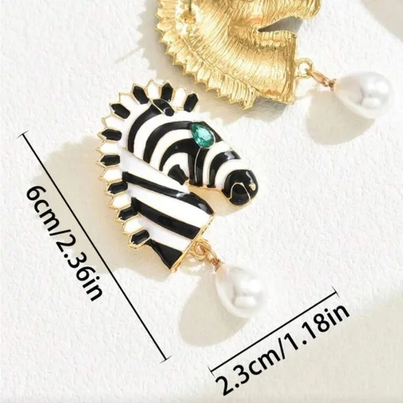 Bespoke Zebra Enamel Stud Earrings - Picture 5 of 6